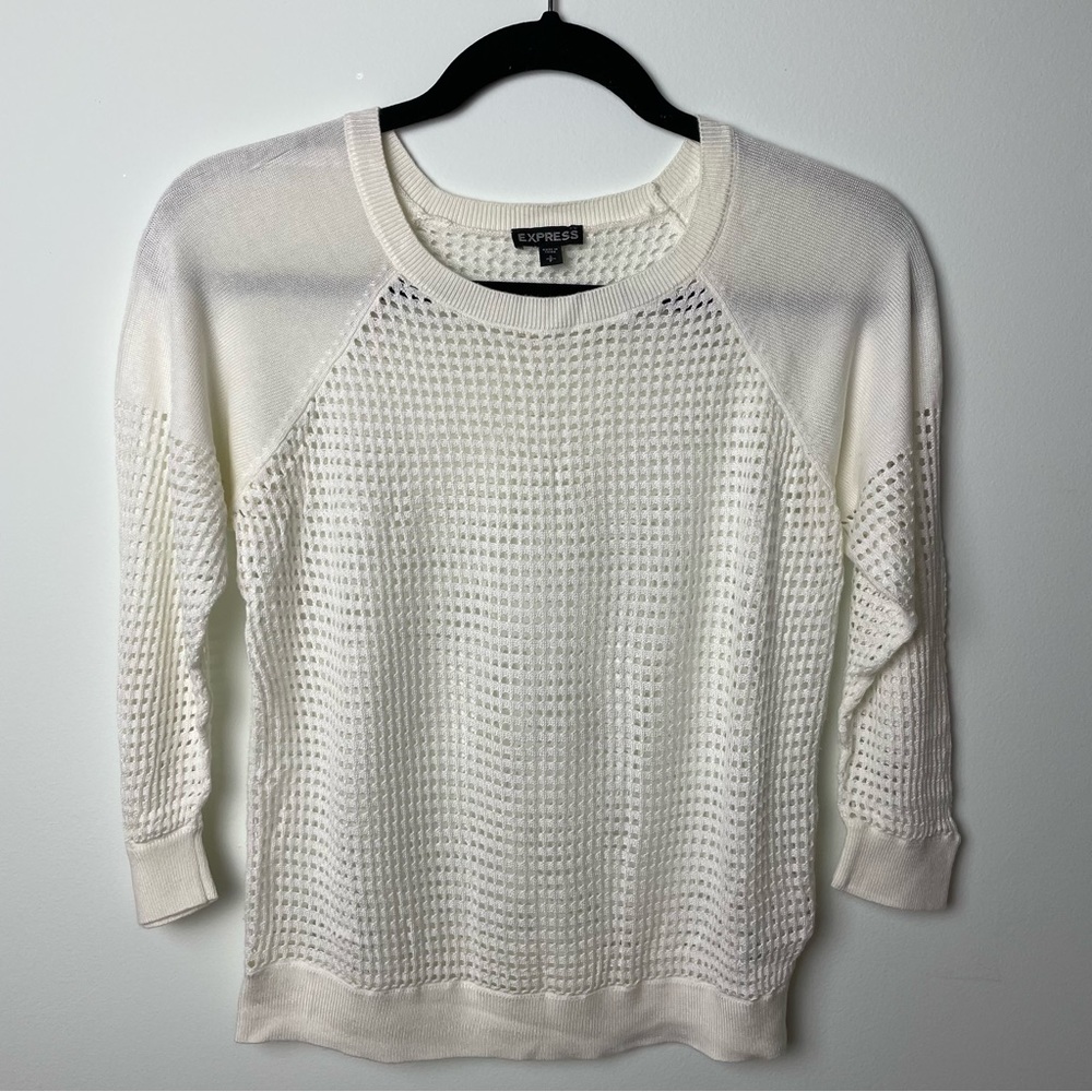 Express Crewneck Mesh Pullover Sweater